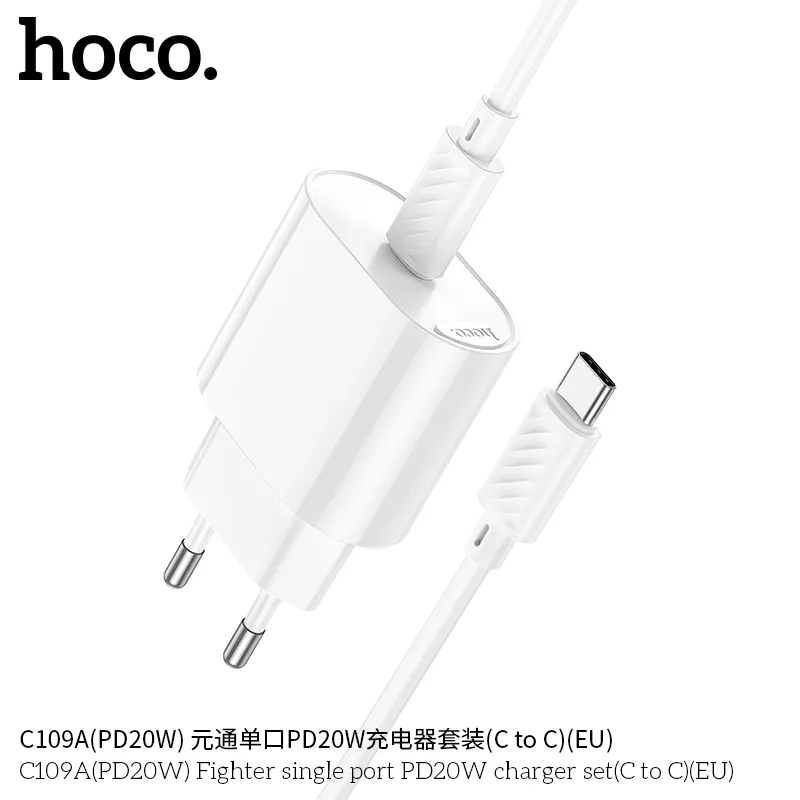 Bộ Sạc Hoco C109A với công suất 20W sạc nhanh hiệu quả