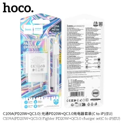 Bộ Sạc Kèm Dây C to iP Hoco C109A Fighter PD20W+QC3.0 (EU)