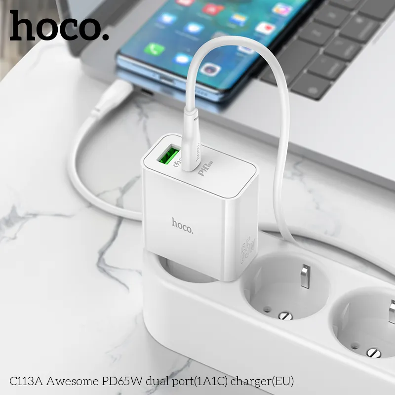 Thiết kế củ sạc Hoco C113A bằng chất liệu PC chống cháy an toàn