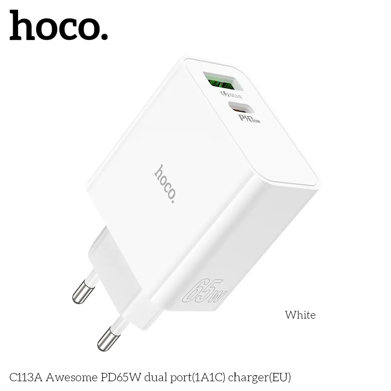 Công năng sạc nhanh PD65W với 2 cổng Type-C và USB-A kết hợp hiệu quả