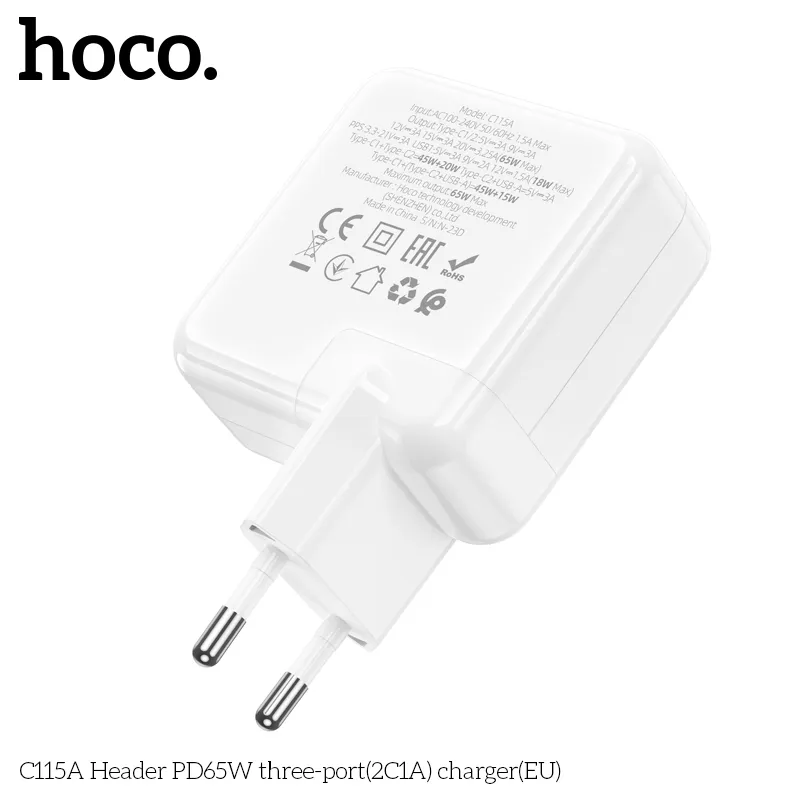 Củ Sạc PD65W GaN Hoco C115A trải nghiệm sạc an toàn, ổn định với công nghệ GaN