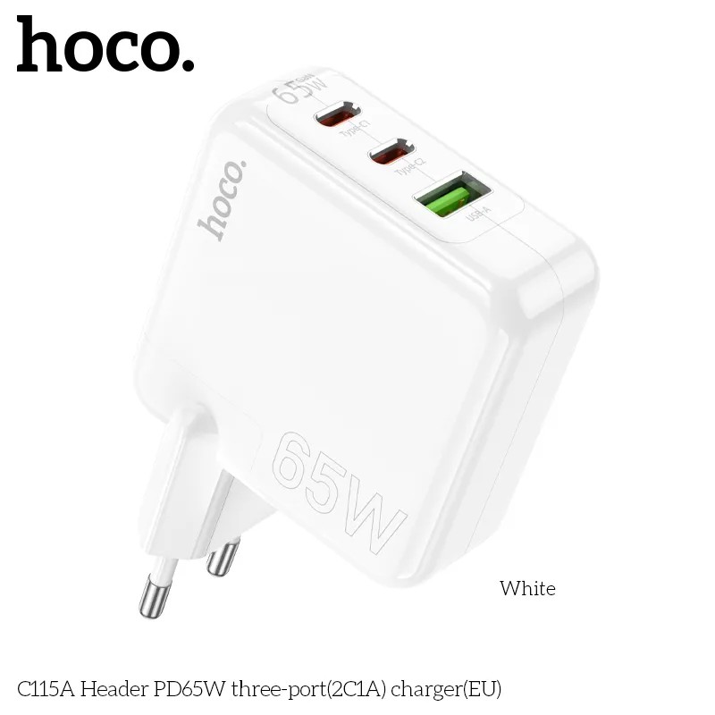 Củ Sạc PD65W GaN Hoco C115A đóng gói chắc chắn, kèm hướng dẫn sử dụng dễ hiểu