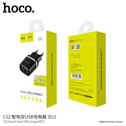 Củ Sạc Hoco C12 Smart hai cổng USB (EU)