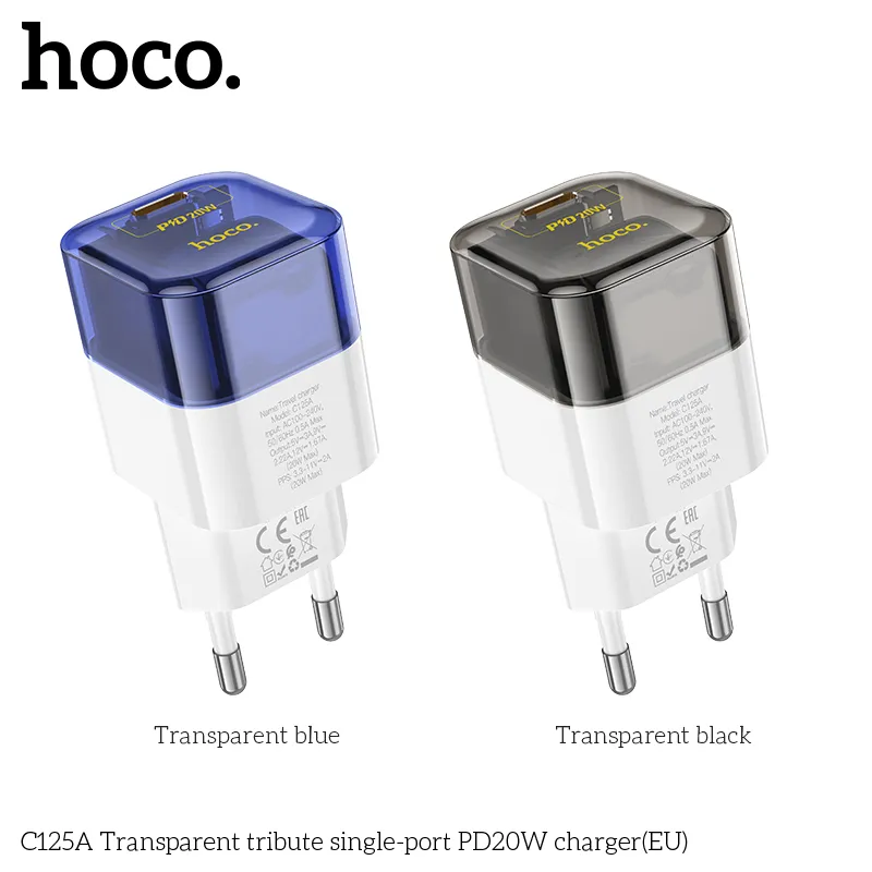 Củ Sạc PD20W Hoco C125A cấu trúc PC+ABS chống cháy an toàn