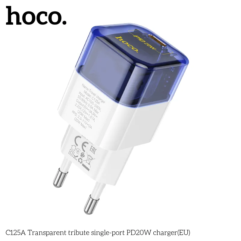 Đóng gói Củ Sạc PD20W Hoco C125A gọn nhẹ dễ vận chuyển