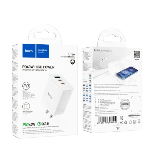 Củ Sạc PD40W Hoco C126 Pure power 3 cổng (US)