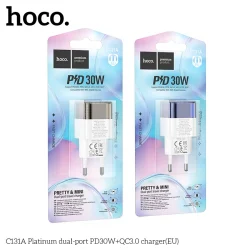 Củ Sạc PD30W+QC3.0 Hoco C131A Platinum hai cổng (EU)