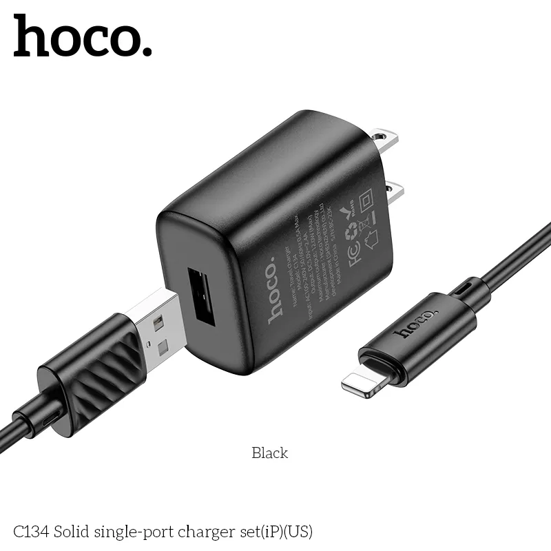 Thương hiệu Hoco uy tín, chất lượng cao trong Bộ Sạc Kèm Dây iP Hoco C134 Solid (US)