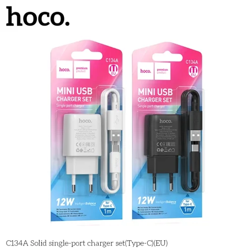 Bộ Sạc Kèm Dây Type-C Hoco C134A Solid (EU)