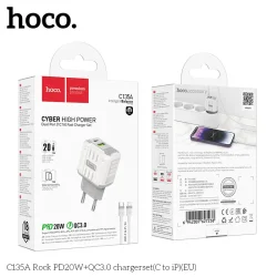 Bộ Sạc Kèm Dây C to iP Hoco C135 Rock PD20W+QC3.0 (US)