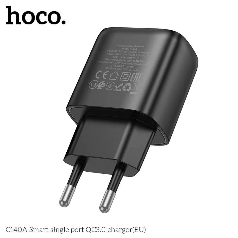 Củ Sạc QC3.0 Hoco C140A Smart (EU) thiết kế nhỏ gọn tiện lợi