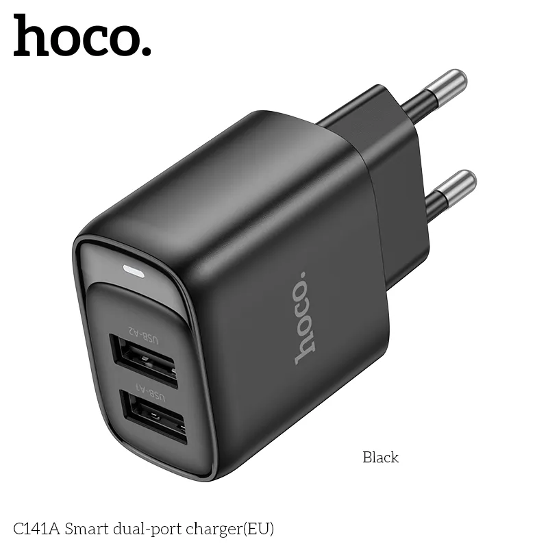 Củ sạc Hoco C141A kiểu dáng tinh tế, màu trắng sang trọng