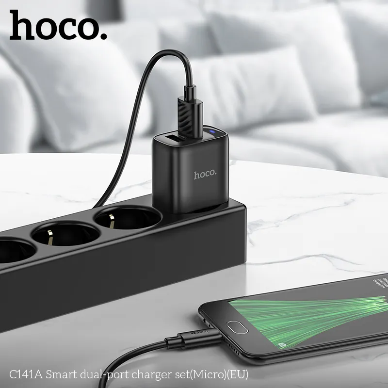 Bộ Sạc Kèm Dây Micro Hoco C141A với thiết kế hiện đại và màu sắc tinh tế