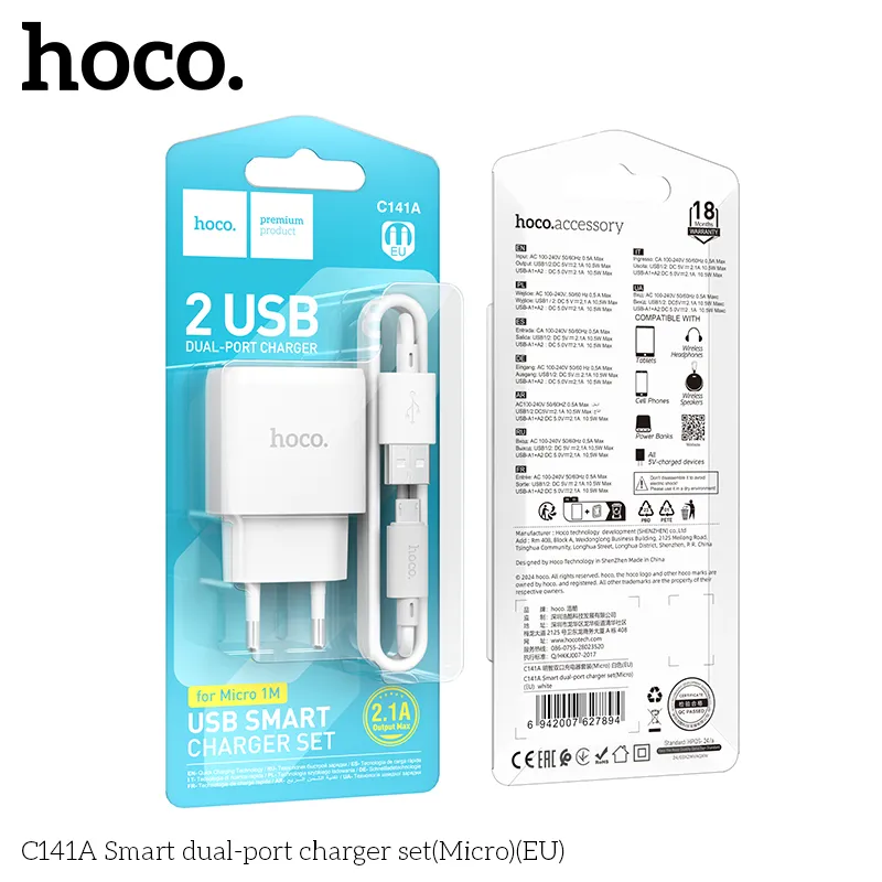 Bộ Sạc Hoco C141A cung cấp công suất ổn định, sạc nhanh, an toàn