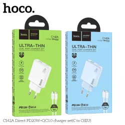 Bộ Sạc Kèm Dây C to C Hoco C142A Direct PD20W+QC3.0 (EU)