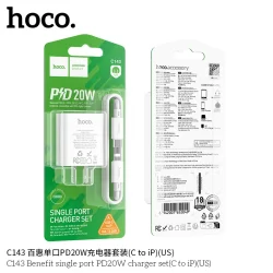 Bộ Sạc Kèm Dây C to iP Hoco C143 Benefit PD20W (US)
