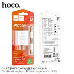 Bộ Sạc Kèm Dây C to C Hoco C143 Benefit PD20W (US)