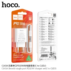 Bộ Sạc Kèm Dây C to C Hoco C143A Benefit PD20W (EU)
