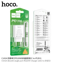 Bộ Sạc Kèm Dây C to iP Hoco C143A Benefit PD20W (EU)