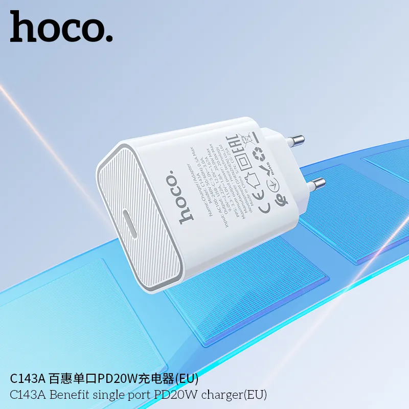 Củ Sạc PD20W Hoco C143A Benefit (EU) với thiết kế nhỏ gọn tiện lợi
