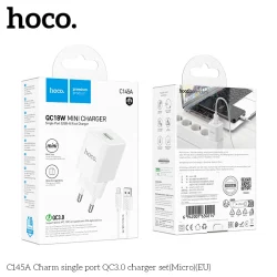 Bộ Sạc Kèm Dây Micro Hoco C145A Charm QC3.0 (EU)