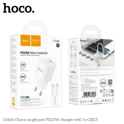 Bộ Sạc Kèm Dây C to C Hoco C146A Charm PD20W (EU)