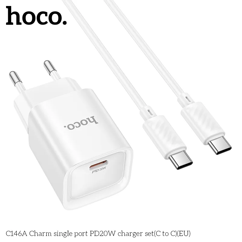 Bộ sạc Hoco C146A phù hợp phích cắm chuẩn EU phổ biến ở nhiều thiết bị