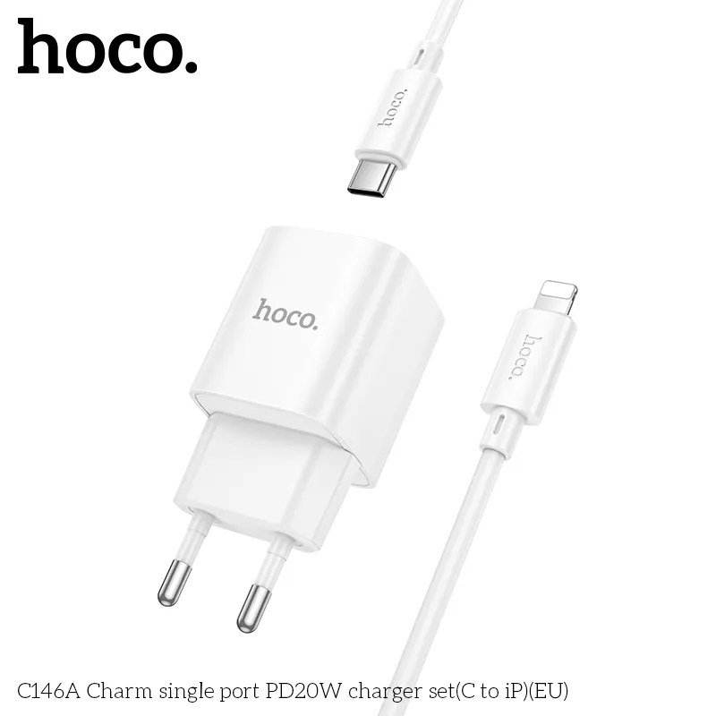 Bộ sạc Hoco C146A Charm PD20W với công suất 20W sạc nhanh hiệu quả