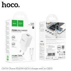 Bộ Sạc Kèm Dây C to C Hoco C147A Charm PD20W+QC3.0 (EU)