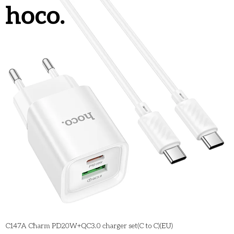 Bộ sạc Hoco C147A thiết kế chắc chắn, dùng chất liệu PC+ABS bền bỉ
