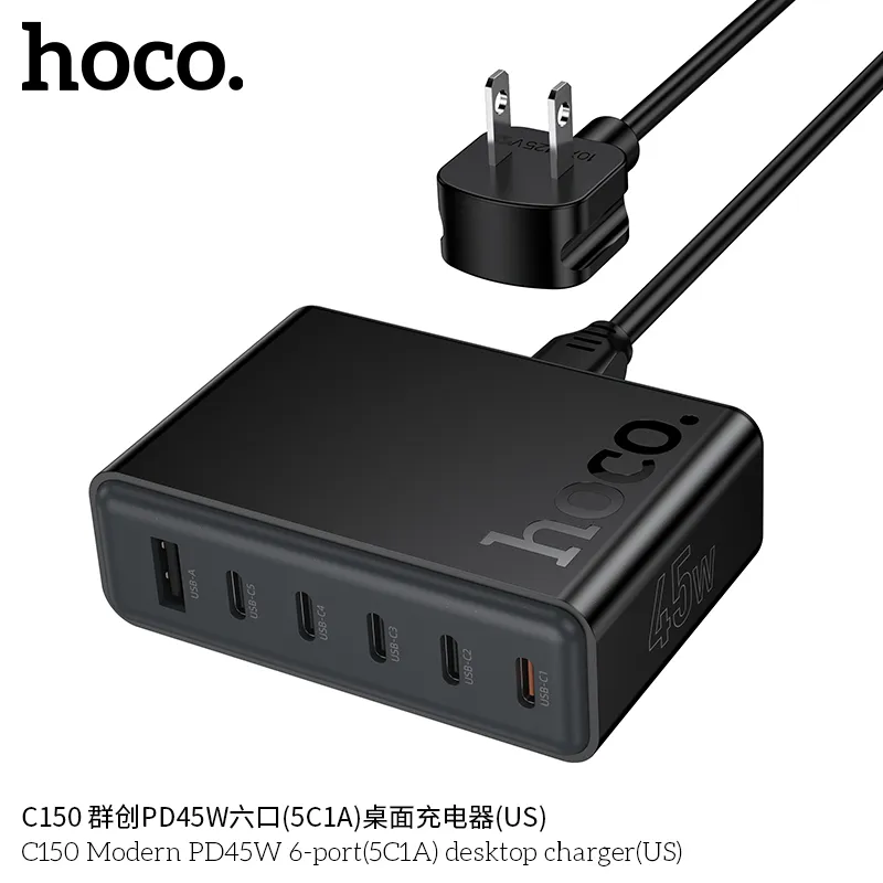 Tính năng chi tiết output USB-C và USB-A đa dạng công suất, hỗ trợ PD/QC/FCC/AFC