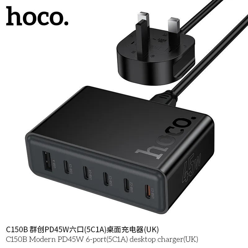 Củ Sạc PD45W Hoco C150B tính năng hỗ trợ PD45W và nhiều chuẩn sạc nhanh