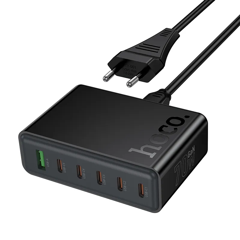 Công năng sạc đồng thời 6 thiết bị, công suất tối đa 70W