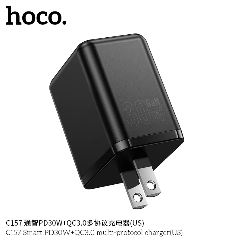 Đóng gói củ sạc PD30W+QC3.0 Hoco C157 gọn gàng, đảm bảo an toàn vận chuyển