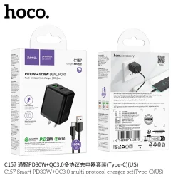 Bộ Sạc Kèm Dây Type-C Hoco C157 Smart PD30W+QC3.0 (US)