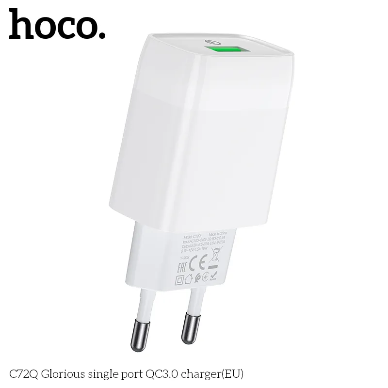 Đóng gói củ sạc Hoco C72Q chắc chắn đảm bảo nguyên vẹn khi vận chuyển