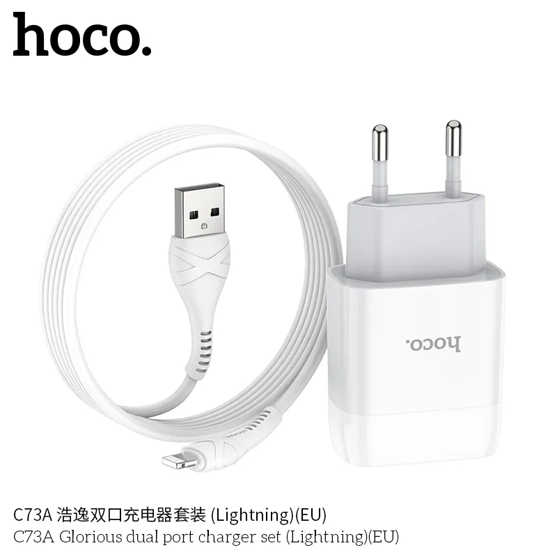 Bộ Sạc Hoco C73A với 2 cổng USB hiệu suất cao