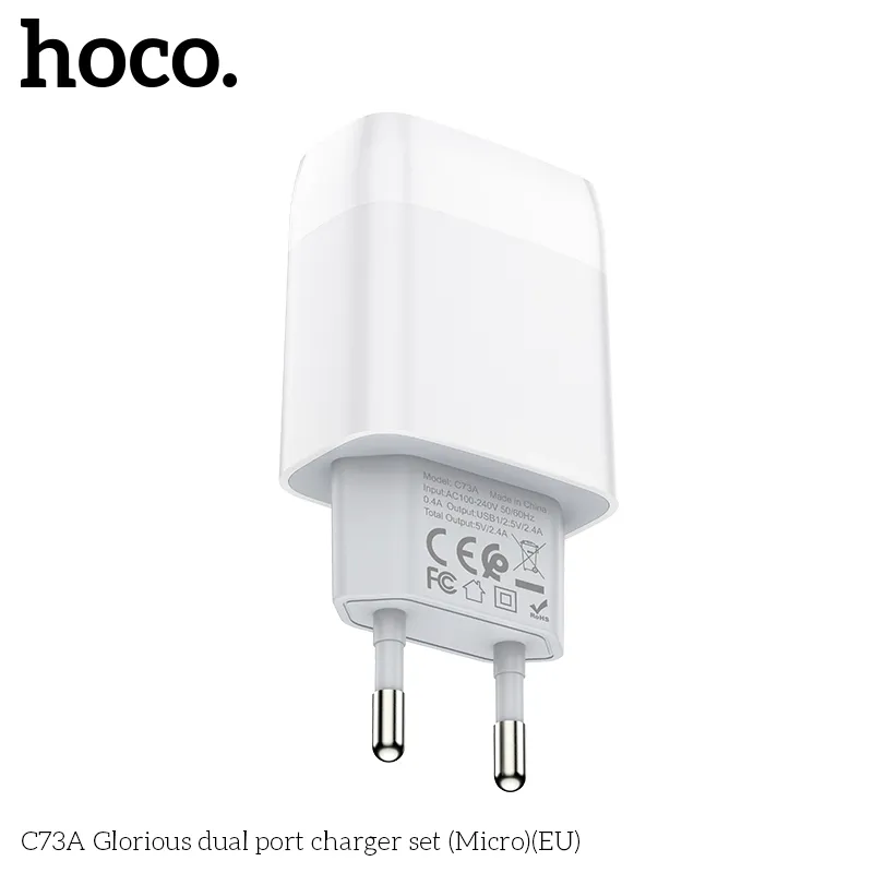 Bộ Sạc Hoco C73A chất liệu PC chống cháy bền bỉ an toàn