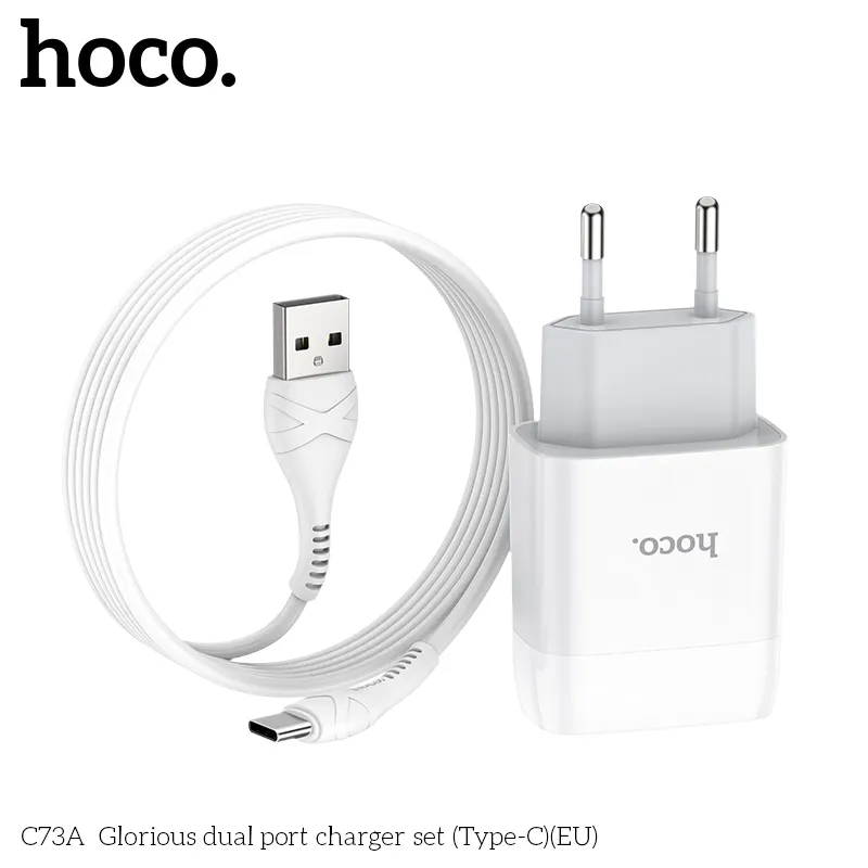 Bộ Sạc Kèm Dây Type-C Hoco C73A Glorious EU thiết kế hiện đại tiện lợi đa năng