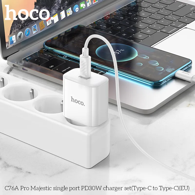 Bộ Sạc Kèm Dây Type-C to Type-C Hoco C76 Pro Majestic PD30W (US) chất lượng cao, sạc nhanh an toàn