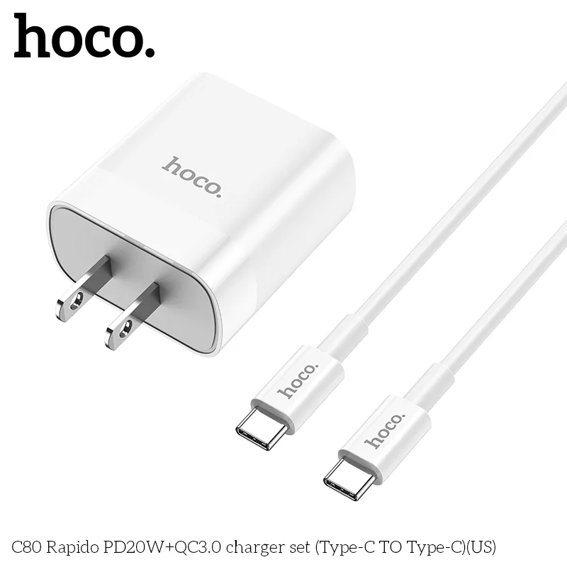 Đóng gói gồm củ sạc US và dây Type-C to Type-C thuận tiện sử dụng mọi lúc mọi nơi