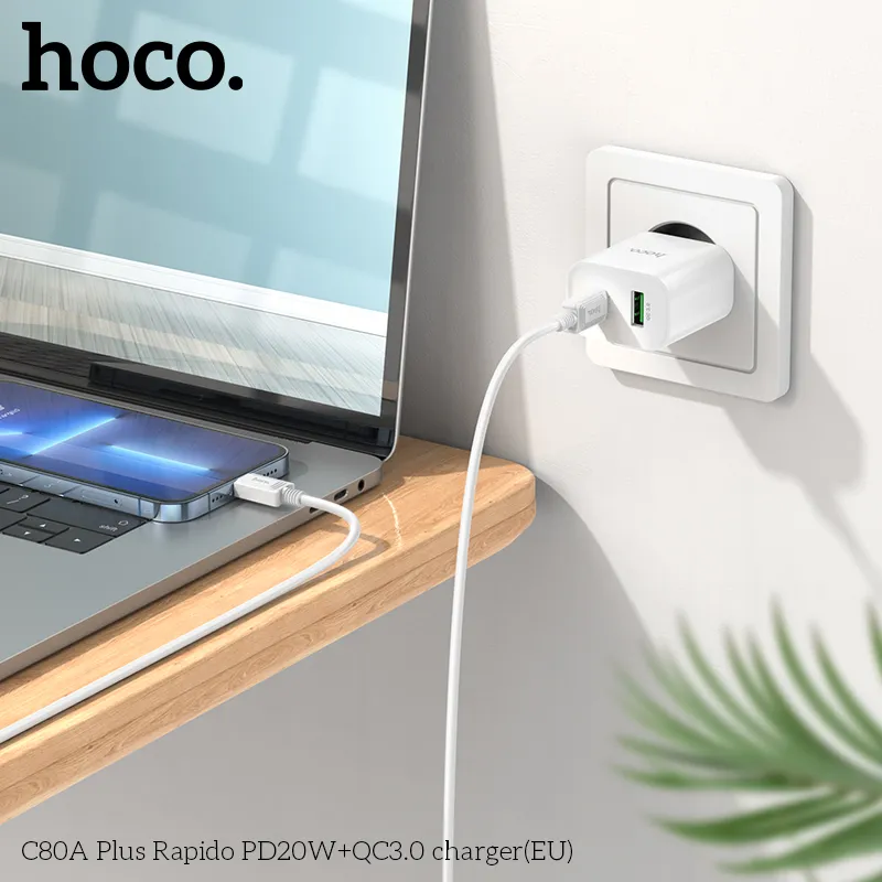 Đóng gói sản phẩm củ sạc Hoco C80A Plus Rapido chuẩn chỉnh, đầy đủ phụ kiện