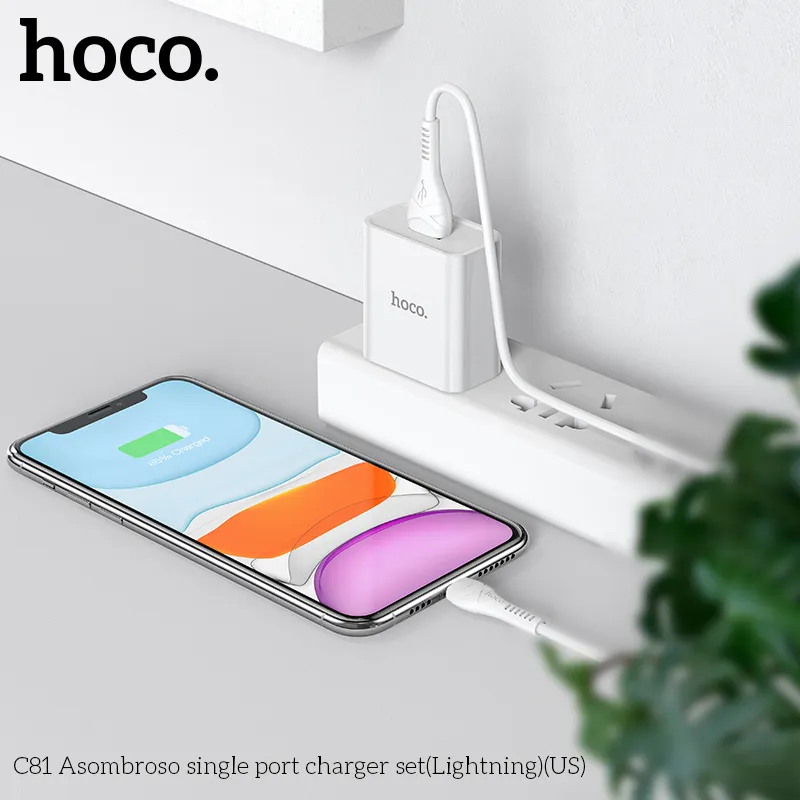 Bộ sạc kèm dây iP Hoco C81 Asombroso (US) thiết kế nhỏ gọn bền bỉ