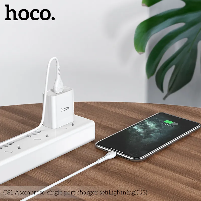 Bộ sạc Hoco C81 kiểu dáng sang trọng trắng tinh tế