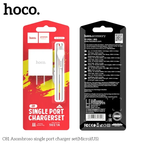 Bộ Sạc Kèm Dây Micro Hoco C81 Asombroso (US)