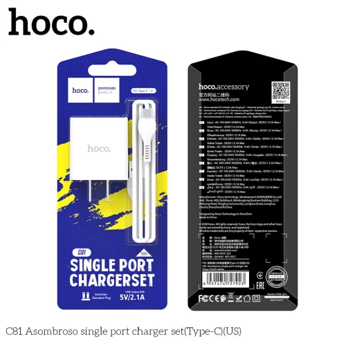 Bộ Sạc Kèm Dây Type-C Hoco C81 Asombroso (US)