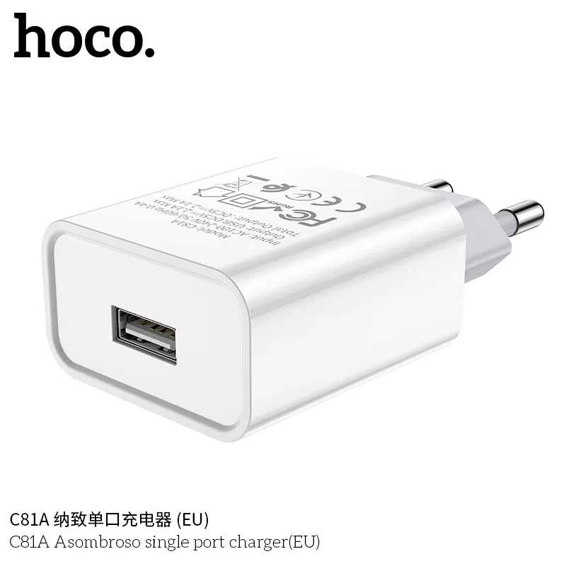 Củ Sạc Hoco C81A Asombroso (EU) với công suất ổn định, sạc nhanh an toàn cho thiết bị