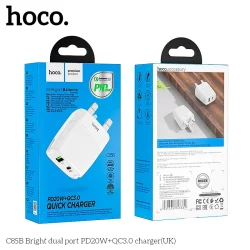 Củ Sạc PD20W+QC3.0 Hoco C85B Bright dual-port (UK)