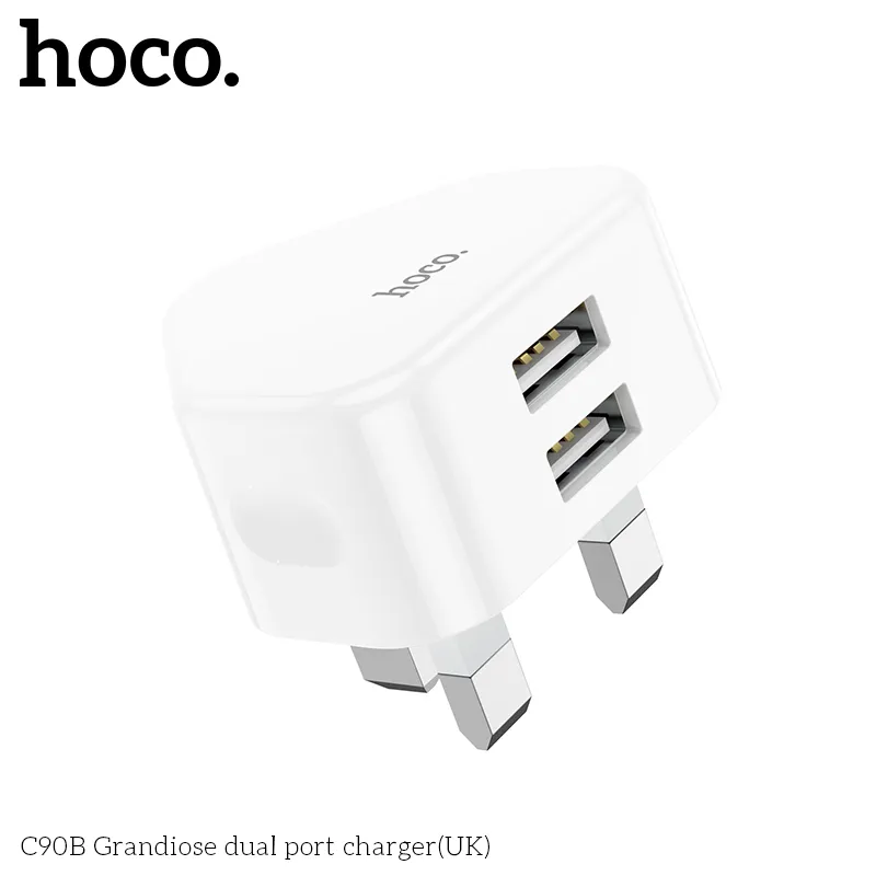 Trải nghiệm sạc nhanh và bền bỉ với củ sạc Hoco C90B dual-port (UK)