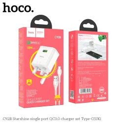 Bộ Sạc Kèm Dây Type-C Hoco C92B Starshine QC3.0 (UK)